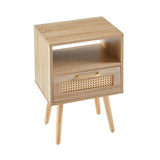 Solid Wood End Table with Storage Natural