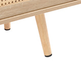 Solid Wood TV Stand with Storage Natural 55"