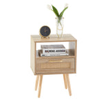 Solid Wood End Table with Storage Natural