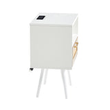 Solid Wood End Table with Storage White