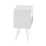 Solid Wood End Table with Storage White