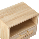 Solid Wood End Table with Storage Natural