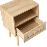 Solid Wood End Table with Storage Natural