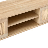 Solid Wood TV Stand with Storage Natural 55"