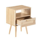 Solid Wood End Table with Storage Natural