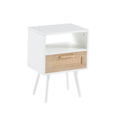 Solid Wood End Table with Storage White