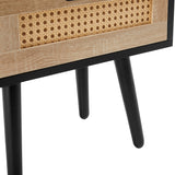 Solid Wood End Table with Storage Black