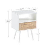 Solid Wood End Table with Storage White