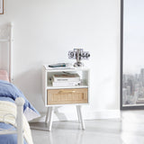Solid Wood End Table with Storage White