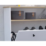 Shoe Rack - Light Oak & White - Two Extendable Shelves & Top