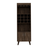Bar Cabinet - 12-Bottle Wine Rack - Double Door - Dark Walnut
