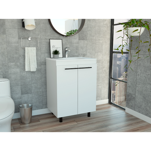 Bathroom Vanity - Double Door - Two Shelves - White - 23.8" Wide