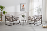 Outdoor Rattan Rocking Chair, Padded Cushion Rocker Recliner Chair Outdoor