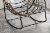 Outdoor Rattan Rocking Chair, Padded Cushion Rocker Recliner Chair Outdoor