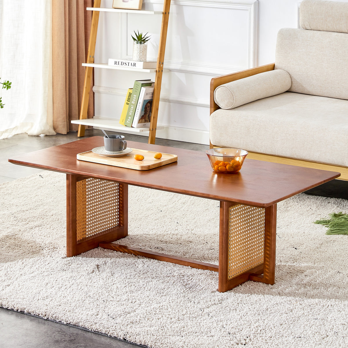 Rectangular Rubberwood Coffee Table Walnut