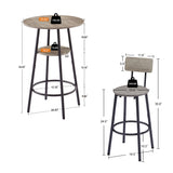 Engineered Wood Bar Table Set Grey