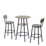 Engineered Wood Bar Table Set Grey