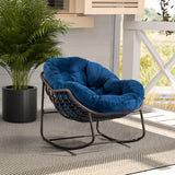 Outdoor Rattan Rocking Chair, Padded Cushion Rocker Recliner Chair Outdoor
