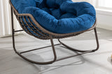 Outdoor Rattan Rocking Chair, Padded Cushion Rocker Recliner Chair Outdoor