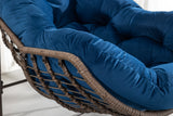 Outdoor Rattan Rocking Chair, Padded Cushion Rocker Recliner Chair Outdoor