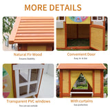 Outdoor Playhouse for Kids Wooden Cottage with Working Doors Windows Pretend Pla