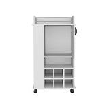 Rolling Bar Cart - White - 6-Bottle Built-In Wine Rack