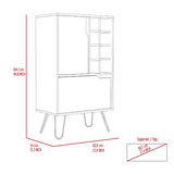 L-Shaped Bar Cabinet - 8-Bottle Wine Rack - Single Door - Light Gray