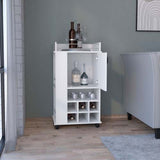 Rolling Bar Cart - White - 6-Bottle Built-In Wine Rack