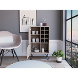 L-Shaped Bar Cabinet - 8-Bottle Wine Rack - Single Door - Light Gray