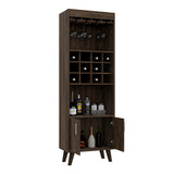 Bar Cabinet - 12-Bottle Wine Rack - Stemware Rack - Dark Walnut