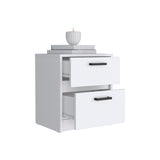 Nightstand - Two Drawers - Metal Handles - White - 18.3" High
