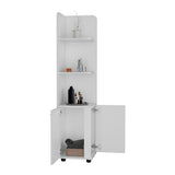 Linen Cabinet - Freestanding 2-Door - White - Three Open Shelves