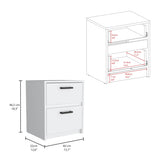 Nightstand - Two Drawers - Metal Handles - White - 18.3" High