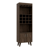 Bar Cabinet - 12-Bottle Wine Rack - Double Door - Dark Walnut