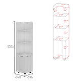 Linen Cabinet - Freestanding 2-Door - White - Three Open Shelves