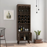 Bar Cabinet - 12-Bottle Wine Rack - Double Door - Dark Walnut