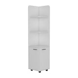 Linen Cabinet - Freestanding 2-Door - White - Three Open Shelves