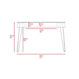 Industrial Desk - Glass Top - Metal Legs - Mahogany - One Shelf