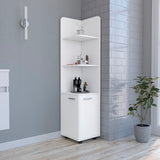 Linen Cabinet - Freestanding 2-Door - White - Three Open Shelves