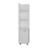 Linen Cabinet - Freestanding 2-Door - White - Three Open Shelves