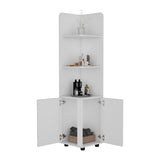 Linen Cabinet - Freestanding 2-Door - White - Three Open Shelves