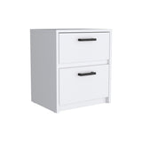 Nightstand - Two Drawers - Metal Handles - White - 18.3" High