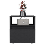 Nightstand - Modern - Laminated Particle Board - Black - Casters