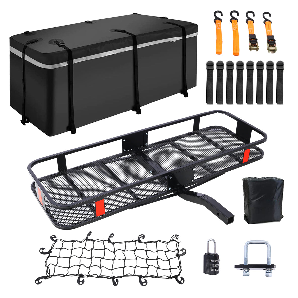 Hitch Mount Cargo Carrier Basket 60" X 21" X 6"+Waterproof Cargo Bag 13 Cubic