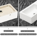 Modern White Ceramic Rectangle Wall Mount Bathroom Sink with Single Faucet Hole