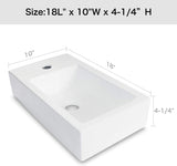 Modern White Ceramic Rectangle Wall Mount Bathroom Sink with Single Faucet Hole