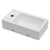 Modern White Ceramic Rectangle Wall Mount Bathroom Sink with Single Faucet Hole