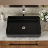 Modern European Style Black Ceramic Rectangular Vessel Bathroom Sink 24x16 Inche