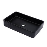 Modern European Style Black Ceramic Rectangular Vessel Bathroom Sink 24x16 Inche