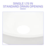 Modern White Ceramic Circular Vessel Bathroom Sink 13x13 Inch for Elegant Style